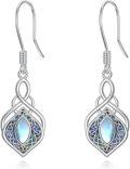 wholesale 925 Sterling Silver Celtic Knot Moonstone Drop Earrings with Abalone Shell Inlay and Hook Closure-0-0