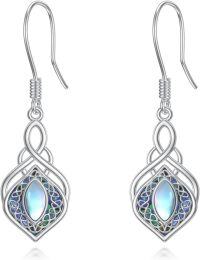 wholesale 925 Sterling Silver Celtic Knot Moonstone Drop Earrings with Abalone Shell Inlay and Hook Closure-Celtic Knot Earrings