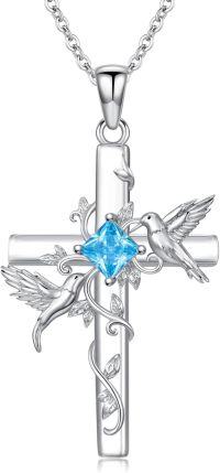 wholesale 925 Sterling Silver with Birthstone Hummingbird Butterfly Cross Necklace for Women-style1