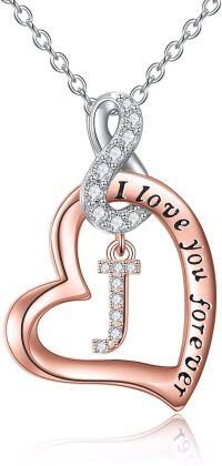 wholesale 14K Rose Gold Sterling Silver Heart Infinity Name Pendant Letter Necklace-J