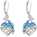 wholesale 925 Sterling Silver Heart-Shaped Mermaid Scale Turtle Drop Earrings for Women and Girls-0-0