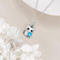 wholesale 925 Sterling Silver Cat Heart Cubic Zirconia Pendant Necklace Cute Animal  for Women Men-0-2