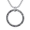 wholesale 925 Sterling Silver Circle Pendant Necklace with Hammered Texture and Chain for Women Men  45cm Length-0-0
