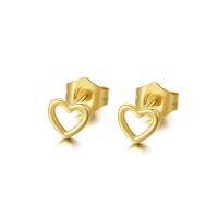 wholesale 14k Gold Hollow Heart Stud Earrings For Women-Yellow