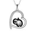 wholesale 925 Sterling Silver Penguin Heart Pendant Necklace Gifts for Women-0-0