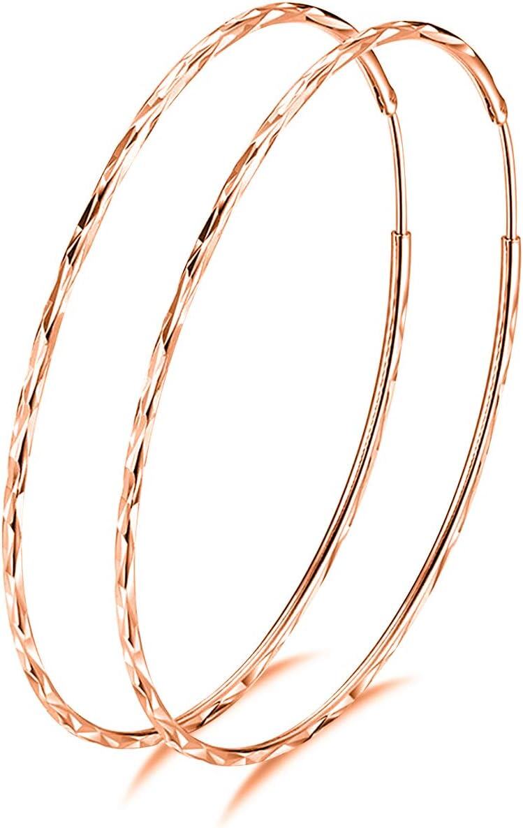 wholesale Sterling Silver Circle Endless Hoop Earrings for Women 20 70mm-C-60MM Rose Gold