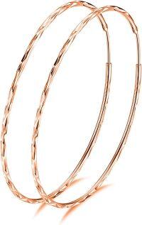 wholesale Sterling Silver Circle Endless Hoop Earrings for Women 20 70mm-C-40MM Rose Gold