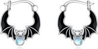 wholesale Silver Bat Shape Enamel Stone 925 Sterling Silver Hoop Earrings for Women - Animal Lover's Gift-Bat