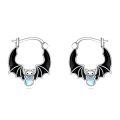 wholesale Silver Bat Shape Enamel Stone 925 Sterling Silver Hoop Earrings for Women - Animal Lover's Gift-0-0