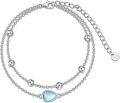 wholesale 925 Sterling Silver Teardrop Moonstone Beaded Chain Bracelet & Anklet Set for Women and Girls-0-0