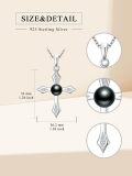 wholesale TOUPOPcross-shaped Black Pearl Necklace For Women Sterling Silver Black Pearls Necklace Gifts For Sister Birthday Anniversary Jewelry Valentine Christmas Gifts For Women Wife Her -0-4