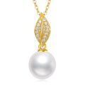 TOUPOP 14K Gold Pearl Necklace with Bow Heart Dolphin Pendant-0-0