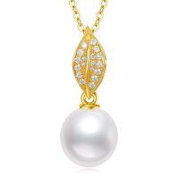 TOUPOP 14K Gold Pearl Necklace with Bow Heart Dolphin Pendant-undefined