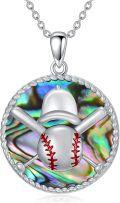 wholesale 925 Sterling Silver & Abalone Shell Baseball Pendant Necklace for Men - Hypoallergenic Sports Jewelry Gift-0-0