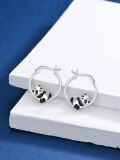 wholesale 925 Sterling Silver Panda Bear Huggable Hoop Earrings for Women - Cute Animal  Set-0-3