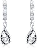 wholesale 925 Sterling Silver Black and White Cubic Zirconia Teardrop Dangle Earrings for Women Gift Ideas-0-0