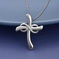 wholesale 925 Sterling Silver and Gold Plated Cubic Zirconia Cross Necklace with Infinity Pendant - Faith -0-7
