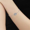 wholesale 925 Sterling Silver & Synthetic Moonstone Lotus Flower Bracelet - 0.76x0.54 Pendant, 7-2 Adjustable Chain, Gift Box-0-5