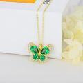 wholesale 14K Gold Green Crystal Butterfly Pendant Necklace for Women - 28cm Chain Length-0-1