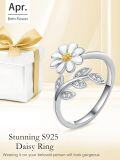 wholesale  Sterling Silver Gold Plated Sunflower Rose Daisy Adjustable Rings for Women (with Gift) -0-5