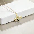 wholesale Gold 925 Sterling Silver Cubic Zirconia Honeybee Pendant Necklace for Women-0-2