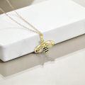 wholesale 925 Sterling Silver Bee Pendant Necklace With Black Accents And Clear Stones-0-2