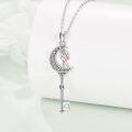 wholesale 925 Sterling Silver Key with Moon and Girl Charm Sporty Pendant Necklace for Girls & Women-0-2