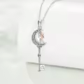 wholesale 925 Sterling Silver Key with Moon and Girl Charm Sporty Pendant Necklace for Girls & Women-0-2