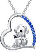 wholesale 925 Sterling Silver Blue Crystal Monkey Heart Pendant Necklace for Women and Girls-0-0