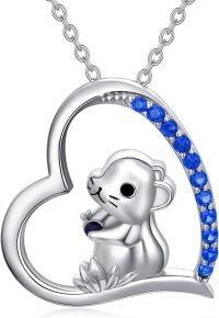 wholesale 925 Sterling Silver Blue Crystal Monkey Heart Pendant Necklace for Women and Girls-Guinea Pig