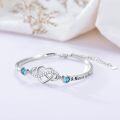 wholesale 925 Sterling Silver Adjustable Infinity Heart Bracelet with Blue Crystals and Engraved Message - Aunt & Niece is Forever-0-1