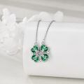 wholesale 925 Sterling Silver Green Leaf Heart Necklace-0-2