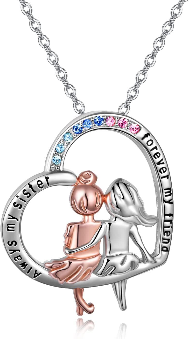wholesale 925 Sterling Silver Metal Stone Sisters Necklace  for Sister-in-Law-0-0