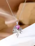 wholesale 925 Sterling Silver Fox Pendant Necklace Wholesale w Birthstone Women s Jewelry Gift-0-3