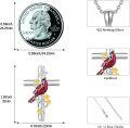 wholesale 925 Sterling Silver Cross with Red Cardinal and Flowers Pendant Necklace-0-5