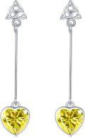 wholesale 925 Sterling Silver Blue Crystal Heart Drop Earrings with Trinity Knot Topper-0-1