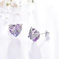 wholesale 925 Sterling Silver Metal Crystal Butterfly Cancer Awareness Ribbon Stud Earrings - Hope Gift for Women-0-1