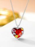 wholesale TOUPOP Paw Print Urn Necklace For Ashes Sterling Silver Red Heart Urn Locket Pendant Keepsake Memorial Cremation Necklaces W/funnel Filler Jewelry Gifts For Women -0-2