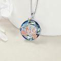 wholesale 925 Sterling Silver Blue Crystal Rose Flower Sisters Circle Pendant Necklace-0-3