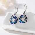 wholesale 925 Sterling Silver Turtle Moon Blue Crystal Leverback Earrings Sea Life s for Women Girls-0-1