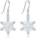 wholesale 925 Sterling Silver Opal Snowflake Dangle Drop Earrings - Christmas s for Women-0-0