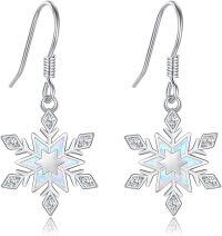 wholesale 925 Sterling Silver Opal Snowflake Dangle Drop Earrings - Christmas s for Women-Snowflake B