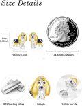 wholesale 925 Sterling Silver Gold and Black Basset Hound Dog Stud Earrings for Women - Pet Lover Gift-0-2