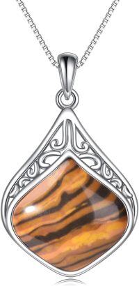 wholesale Sterling Silver Moonstone Lapis Larimar Moss Agate Teardrop Filigree Pendant-Tiger Eye Stone teardrop necklace