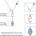wholesale 925 Sterling Silver Blue Evil Eye Lock Charm Turquoise Moonstone Adjustable Necklaces for Women Gifts-0-3