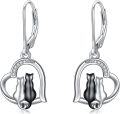 wholesale TOUPOP Cat Earrings For Women Sterling Silver Leverback Animal Dangle Earrings Hypoallergenic Jewelry Cute Cat Lover Gifts For Mom Wife Daughter On Mother's Day Birthday Anniversary -0-0
