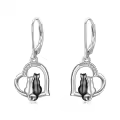 TOUPOP Sterling Silver Cat Dangle Earrings Hypoallergenic Animal Jewelry Gifts-0-0