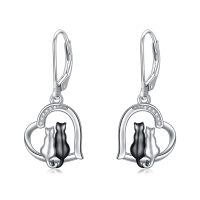 TOUPOP Sterling Silver Cat Dangle Earrings Hypoallergenic Animal Jewelry Gifts-undefined