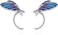 wholesale 925 Sterling Silver Blue Enamel Dragonfly Stud Earrings for Women Girls  4cm Long-0-0