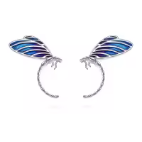wholesale 925 Sterling Silver Blue Enamel Dragonfly Stud Earrings Wholesale for Women Girls  4cm Long-L-Dragonfly